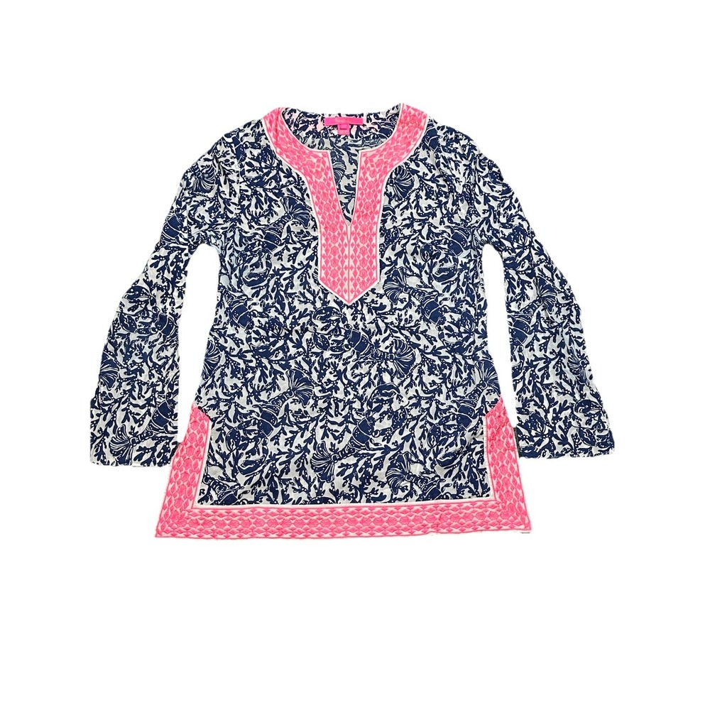 Lilly Pulitzer Ocean Cove Tunic Top Women's Small Oyster Bay Blue Krillin It